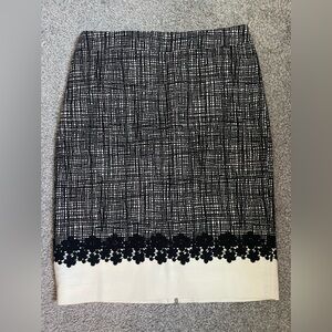 Talbots Black and Cream Midi Pencil Skirt